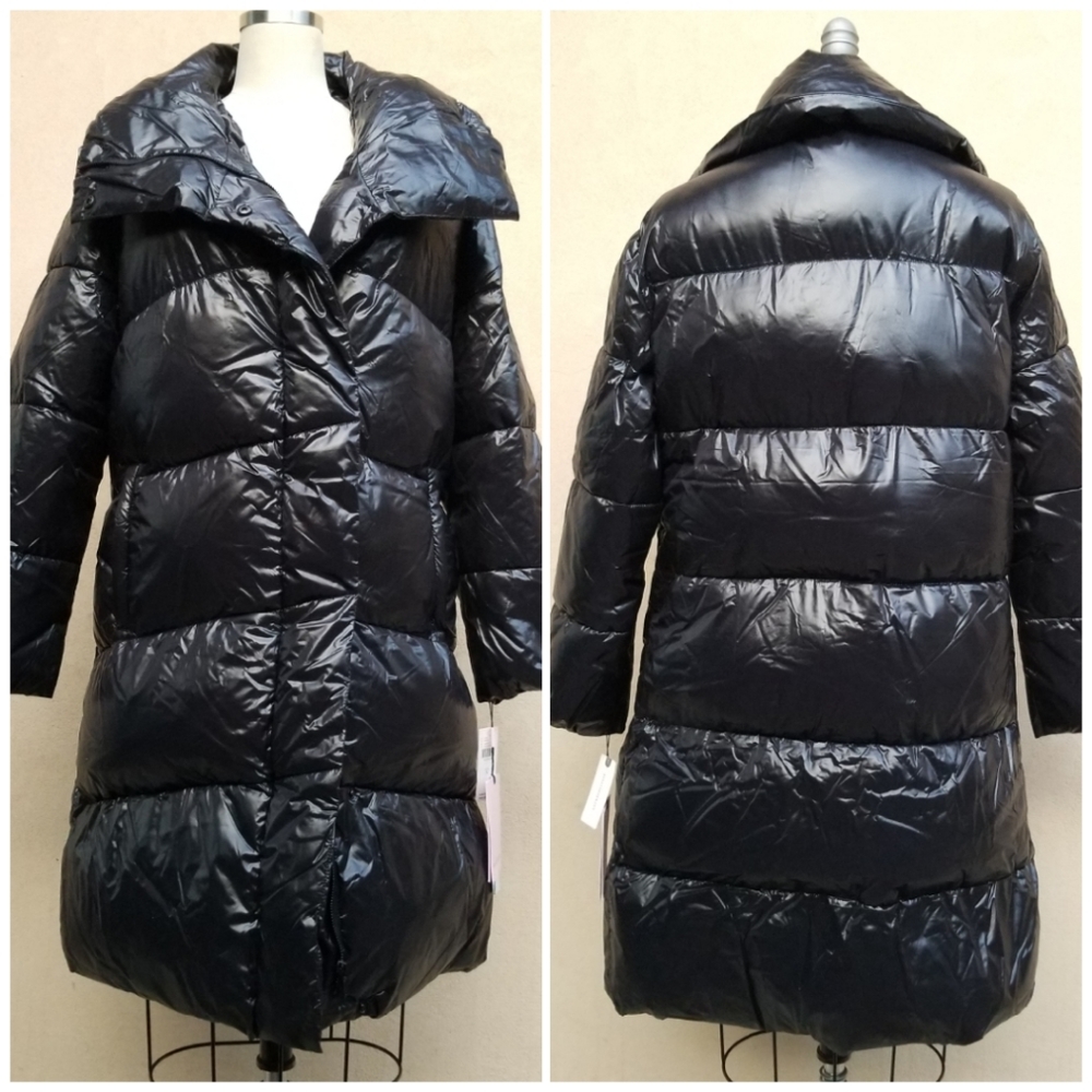 $199 Anthropologie Avec les filles Mariska black mid length puffer coat jacket S